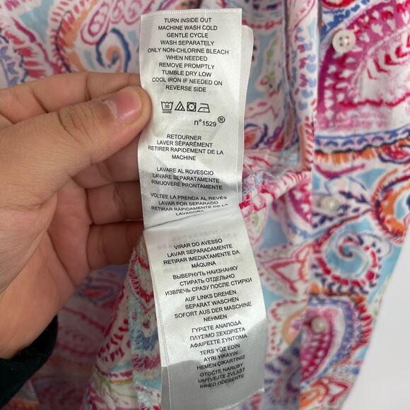 Lauren Ralph Lauren Colorful Paisley Button Down Blouse size Large - Picture 11 of 16